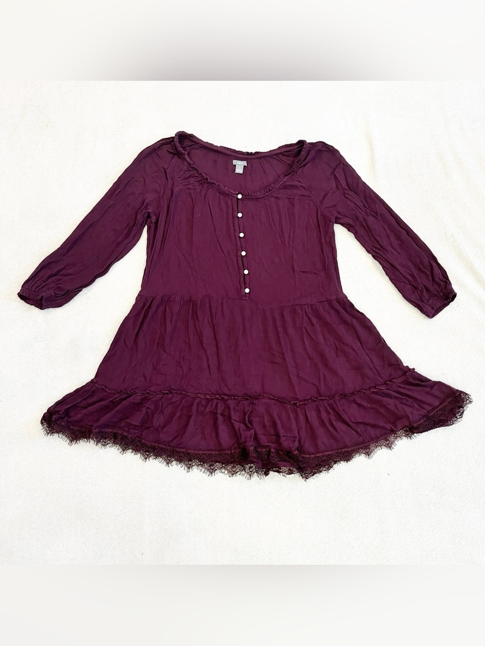 Aerie AE Womens Gypsy Lace Tiered Dress Size Small Button Front Peasant